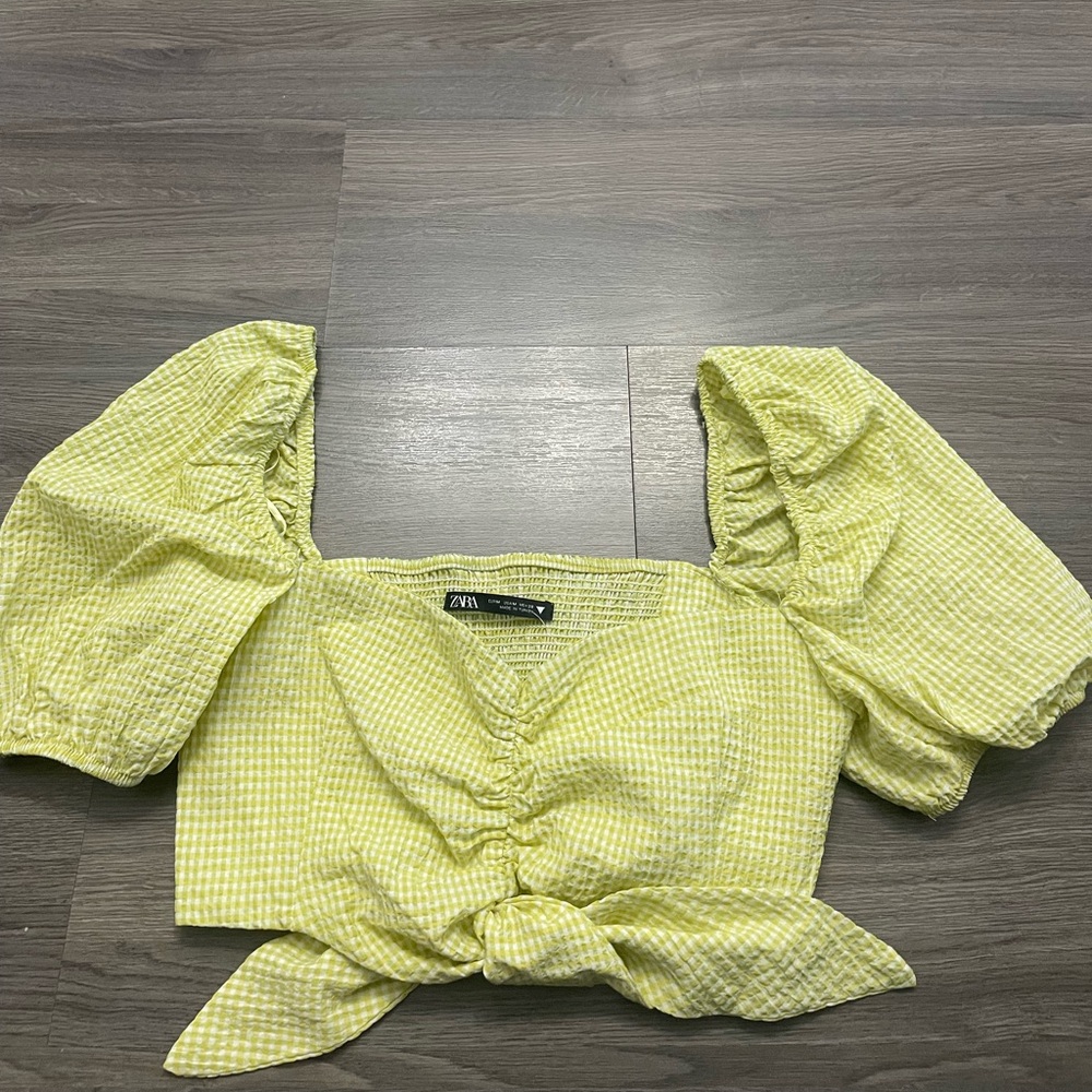 Zara Gingham Yellow Top